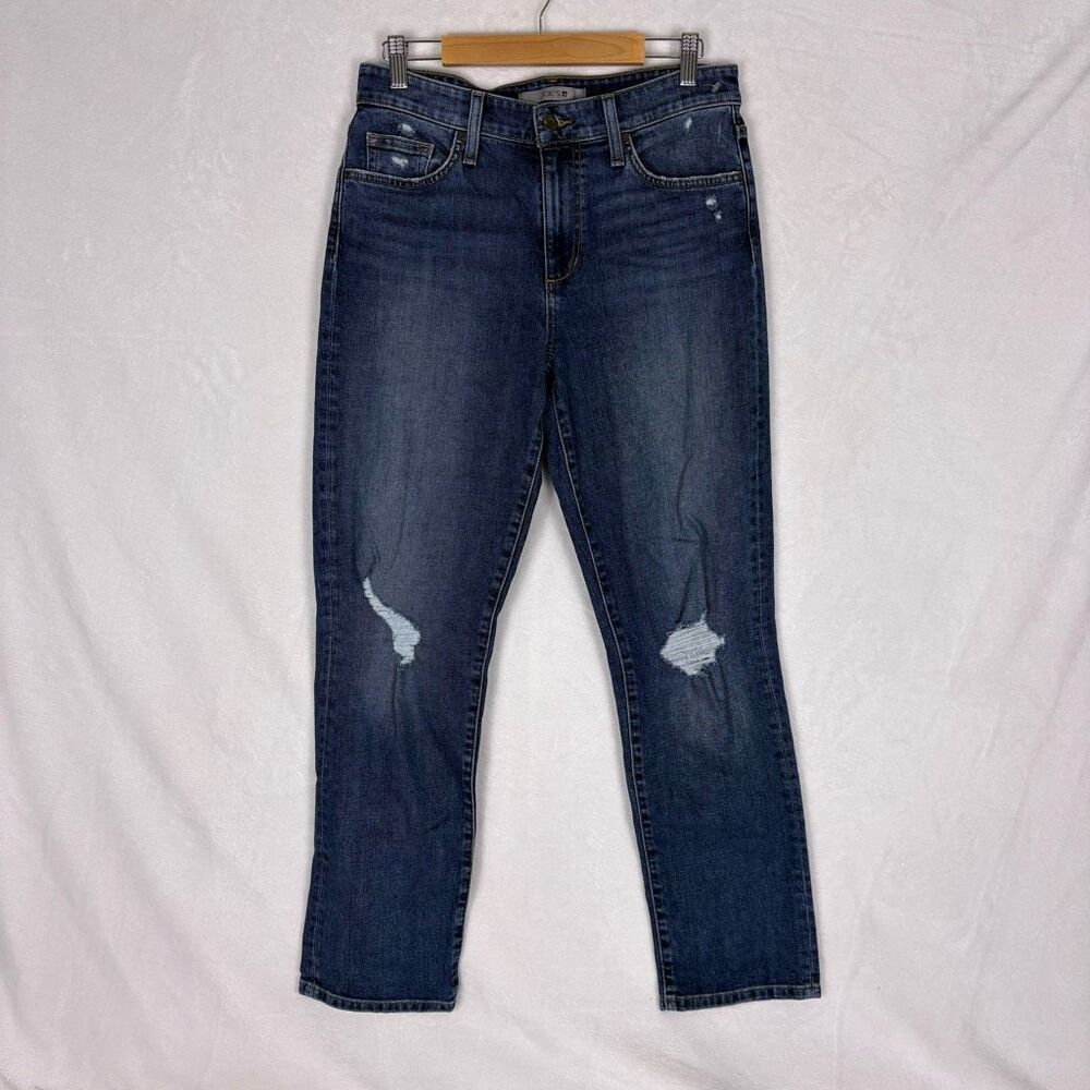 Joe's Jeans High Rise Distressed Knee Straight Leg Jeans Size 27